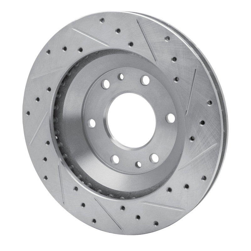 Buick Rainier Brake Rotor (1) - Front Left - R1 Concepts - Drilled & Slotted - Silver - `02-`05